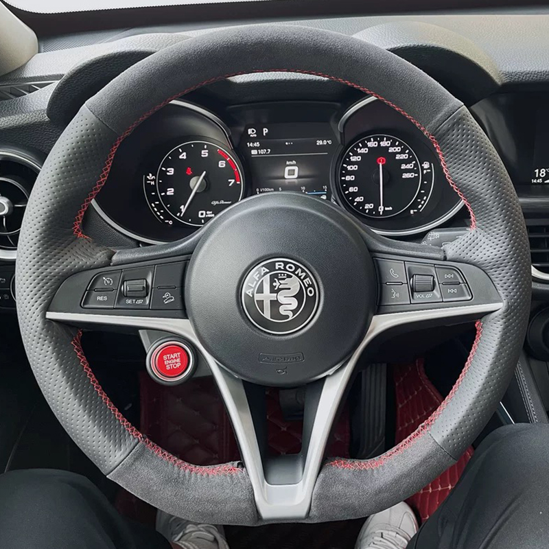 For Alfa Romeo Giulia Stelvio  - Car Steering Wheel Cover Anti Slip Breathable review and price