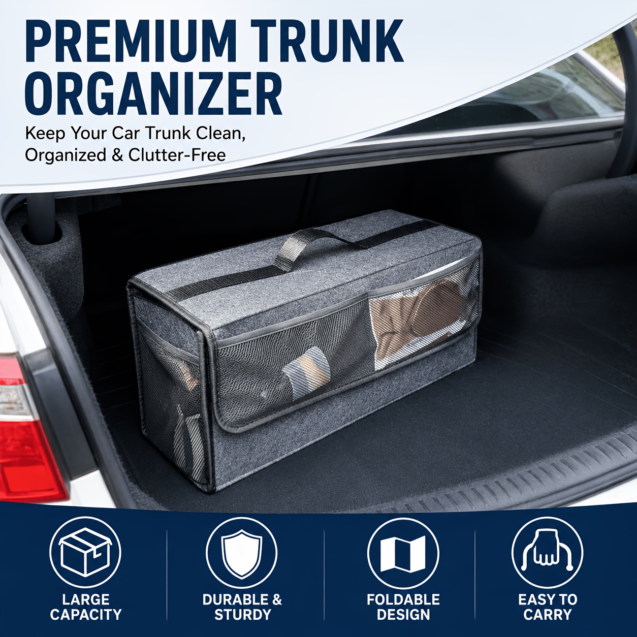 Felt Car Trunk Organizer with  - Car Trunk Organizer Foldable Storage Box review and price